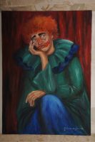 clown pensieroso-olio su tela 50x70